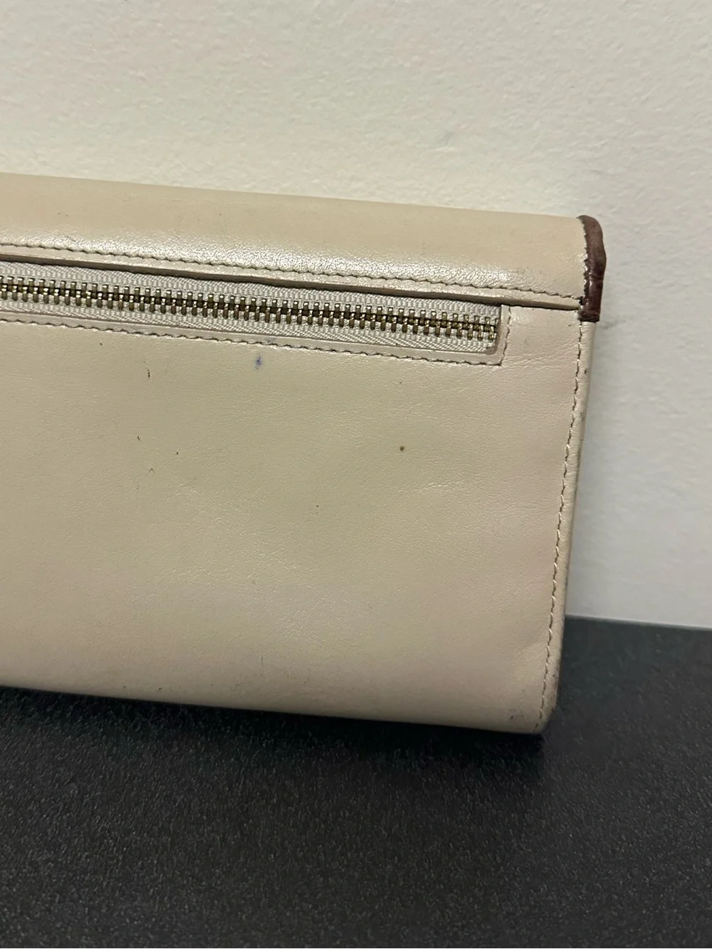 Brahmin Jillian Wallet Ivory Summer Tuscan Tri-Texture Leather Fold Zipper